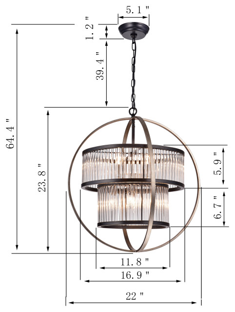 Regulus 8-Light Black Globe Chandelier - Transitional - Chandeliers ...