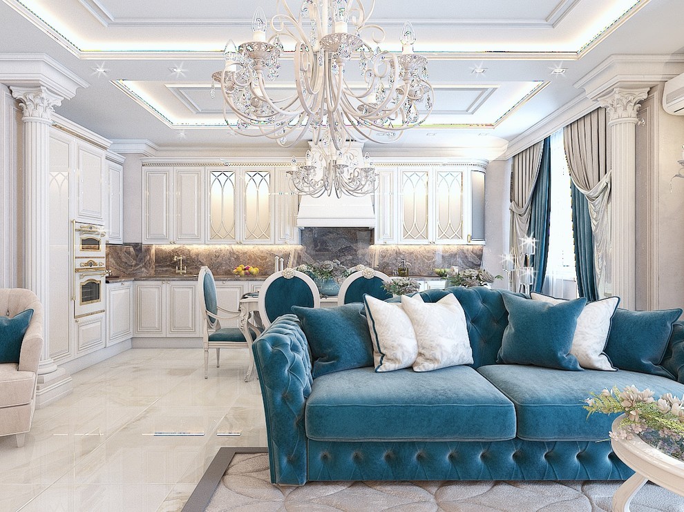 Кухня-гостиная-холл в 3-комнатной квартире. г.Ростов-на-Дону