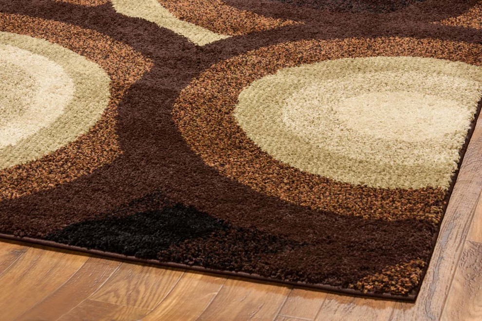 Avenue Positive Circles Brown 5'x7'Infinity Home Area Rug