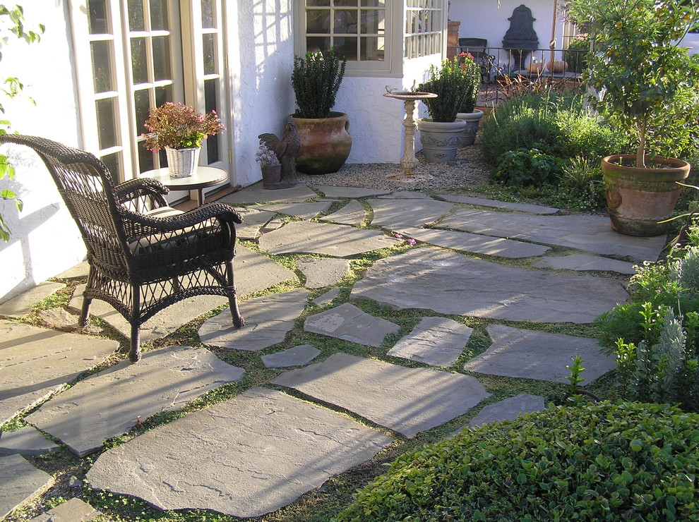 French Patio Slate Stepping Stones And Garden Walk With Trellis