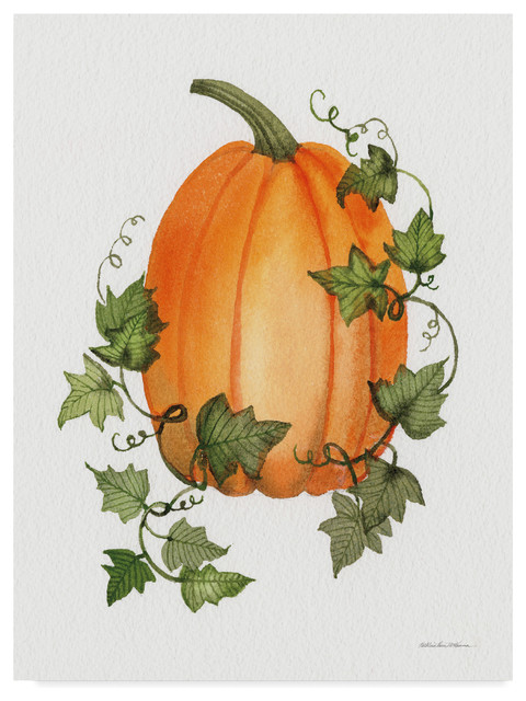 Kathleen Parr Mckenna 'Pumpkin And VInes IV' Canvas Art, 14"x19 ...