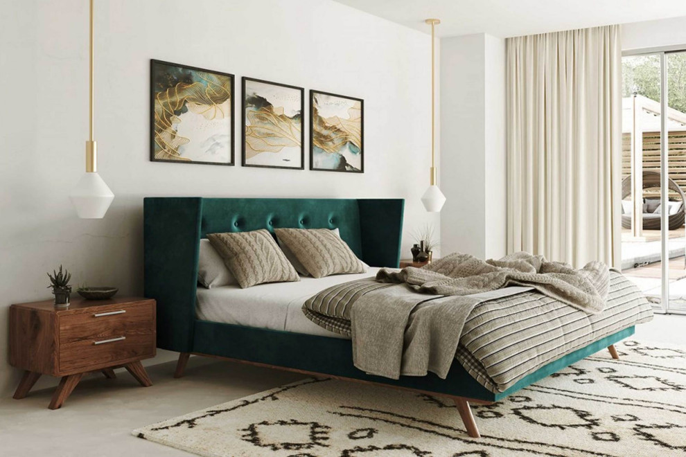 Photo of a contemporary bedroom in Miami.