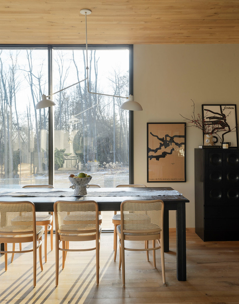 This is an example of a scandi dining room in New York.