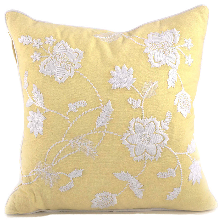 Embroidered Floral Design Pillows - Contemporary - Decorative Pillows ...