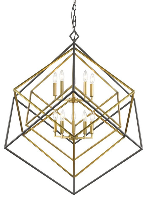 10 Light Chandelier in Linear Style - 41.5 Inches Wide by 44.5 Inches High-Olde