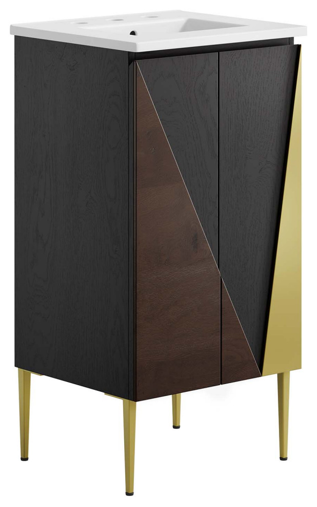 Alchemist 18" Bathroom Vanity White Black Midcentury Bathroom