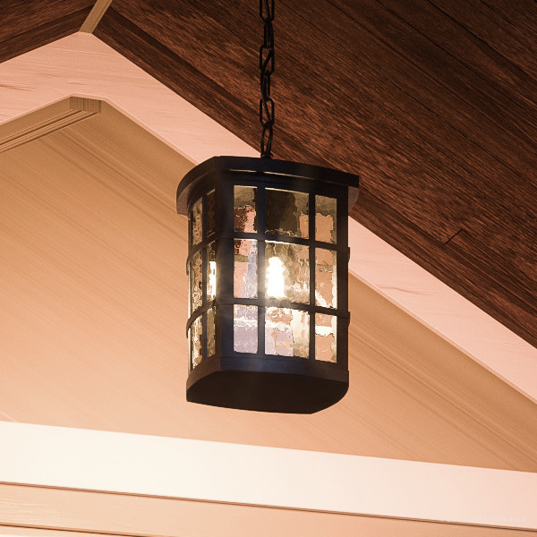 Luxury Craftsman Black Outdoor Pendant Light, UQL1250, Zurich