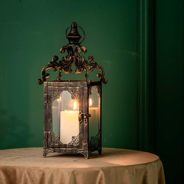 Vintage Metal Tabletop Lantern for Outdoor - Beach Style - Candleholders -  by Imtinanz, LLC | Houzz