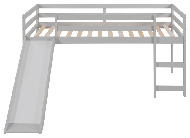 TATEUS Rustic Loft Bed With Slide and Twin Size, Solid Pine Wood ...