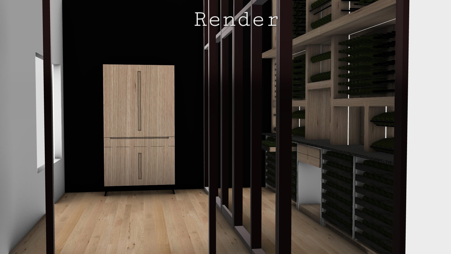 CUSTOM MODERN GLASSWARE CABINET
