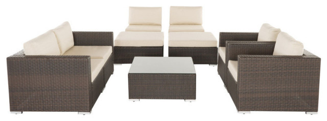 Gdf Studio Cortez Sea Outdoor Wicker Furniture Sectional Sofa Set Tropical Outdoor Lounge Sets By Gdfstudio