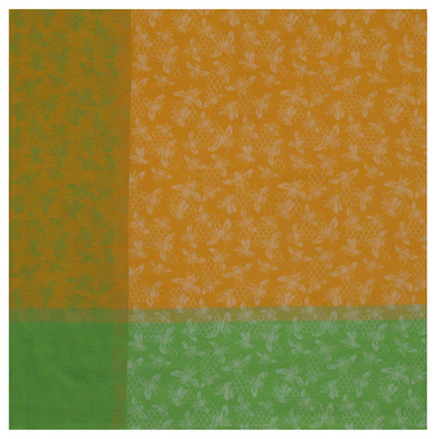 100 Cotton Green & Yellow 60"x60" Tablecloth Avignon Emerald