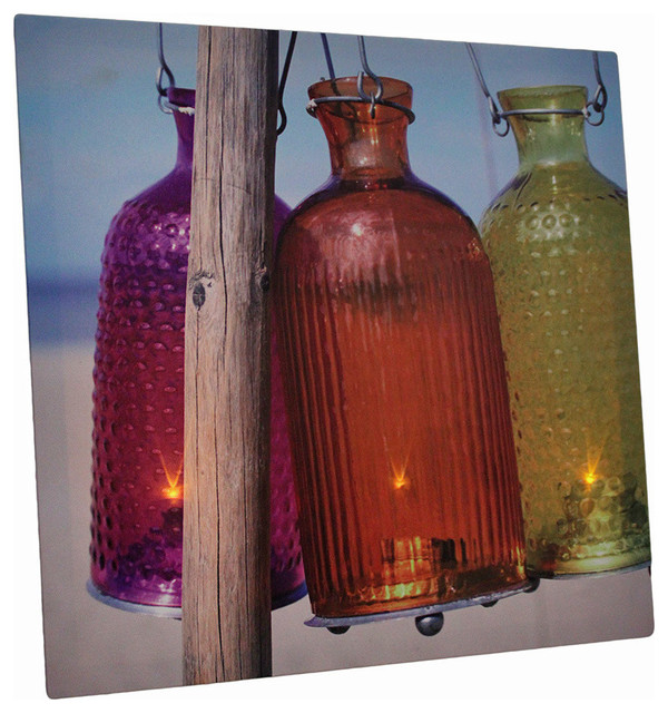 Beach Lanterns 15 X 15 Led Lighted Canvas Wall Hanging Traditional Prints And Posters By Zeckos