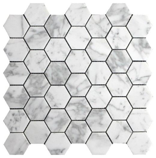 11 89 X11 Italian Carrara Bianco Honed Hexagon Mosaic Tile 11 89 X12 71 Italian Carrara Bianco Honed Hexagon Mosaic Tile Single Sheet