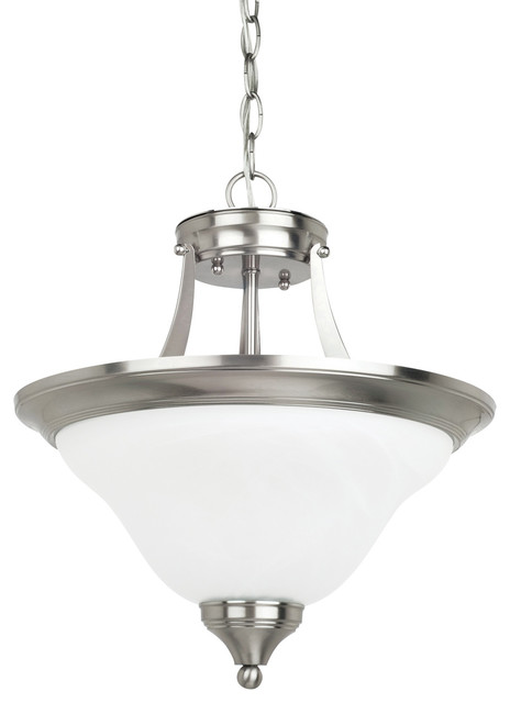 Brockton Brushed Nickel  Two-Light Close to Ceiling Light