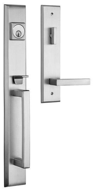 Lumina Solid Brass Entry Door Handle Set With Delta Lever Brushed