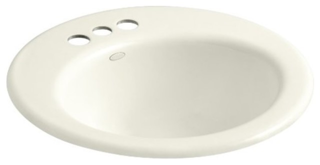 KOHLER K-2917-4-96 Radiant Self-Rimming Bathroom Sink, Biscuit