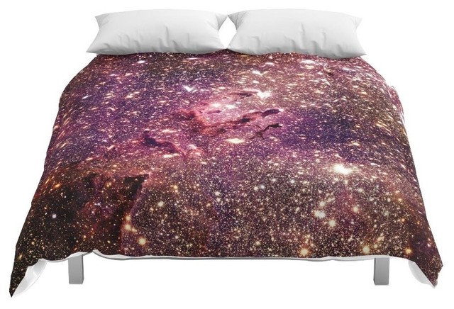 Society6 Galaxy Coral Gold Eagle Nebula Comforter Contemporary