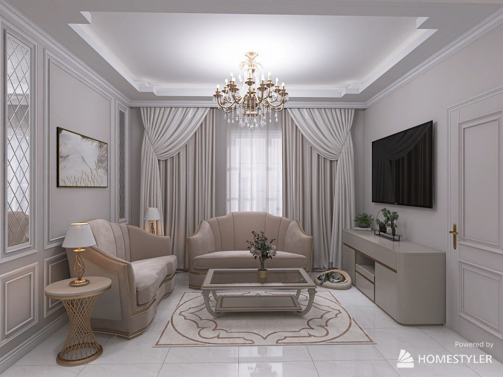 Проект в стиле "Неоклассика". Трехкомнатная квартира 63 кв.м