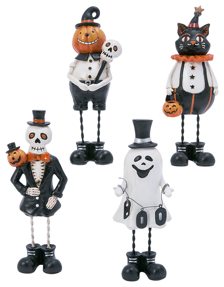 Set of 4 6in High Resin Halloween Figurines Holiday Accents And