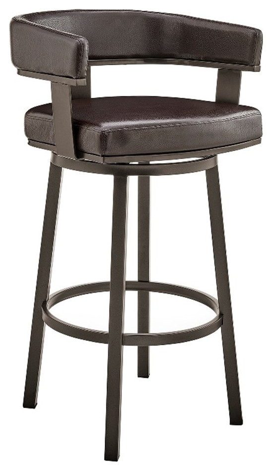 Jack 26 Inch Counter Height Bar Metal Stool Swivel Chair Faux Leather