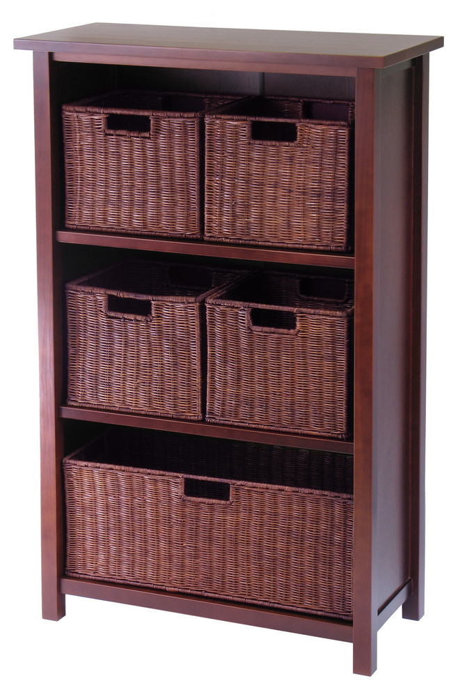 Milan 6-Piece Cabinet and Shelf and Baskets; Shelf, One Basket, 4 Small Baskets