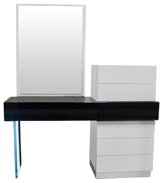 Ireland Modern White And Gray Vanity Dresser With Mirror 2 Piece