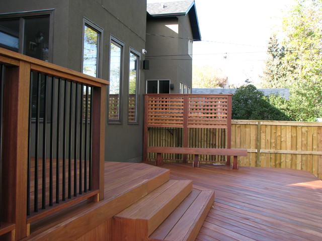 Exotic Decking Stairs Railing Privacy Screen and Bench 