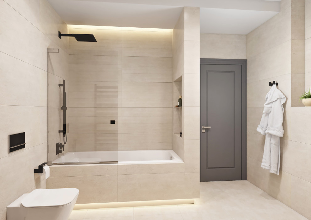 Пример оригинального дизайна: ванная комната в современном стиле