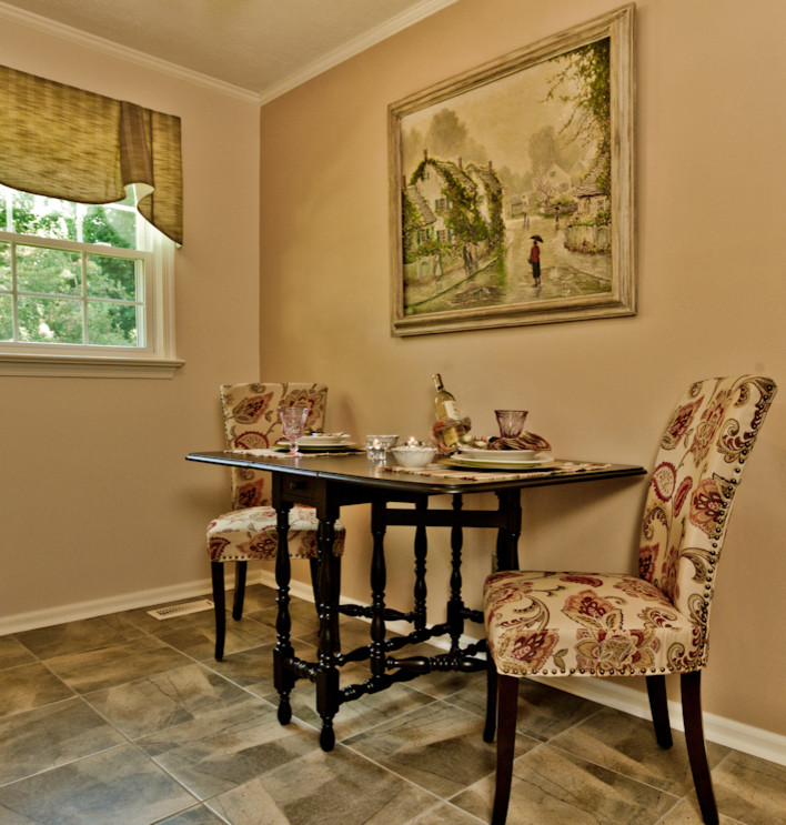 Inspiration for a small transitional kitchen remodel with no island