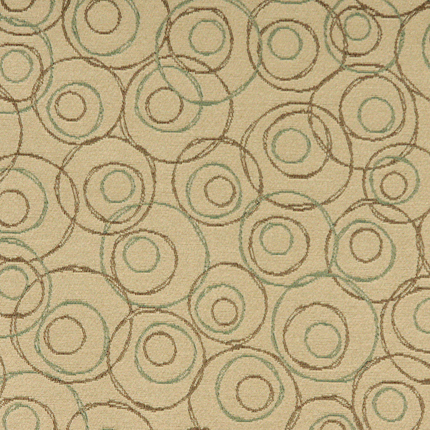 Beige Brown and Green Overlapping Circles Durable Upholstery Fabric By The Yard