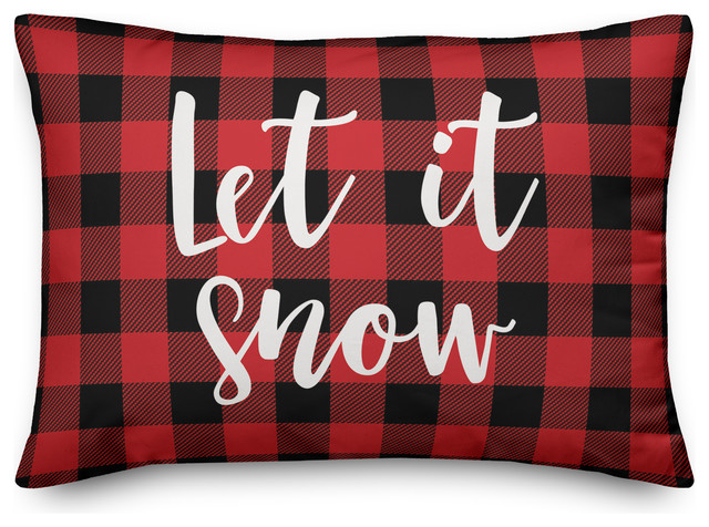 Let It Snow, Buffalo Check Plaid 14x20 Lumbar Pillow