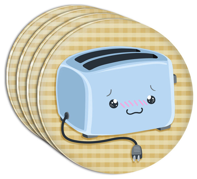 Cute Toaster Acrylic Coaster, Set of 4 Contemporary Coasters by Made on Terra Houzz