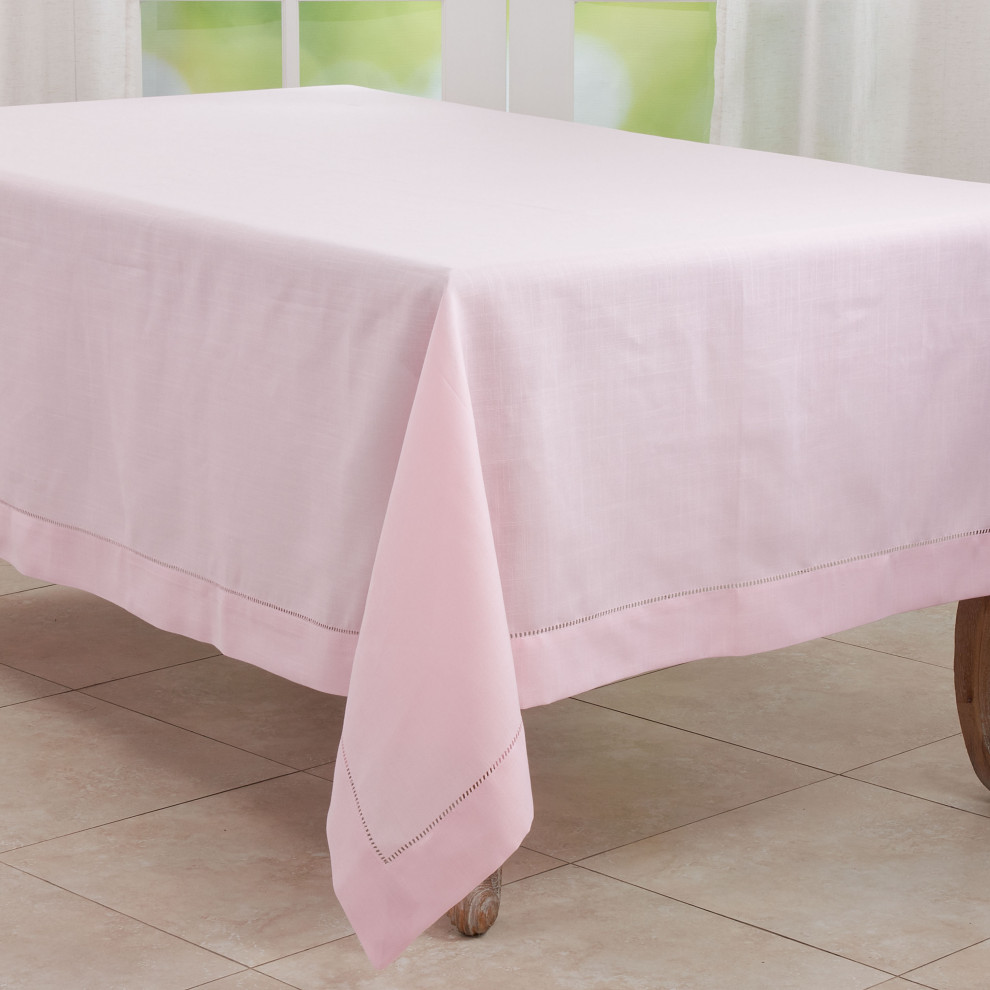 Tablecloth With Hemstitched Border Design, 70"x180" Contemporary