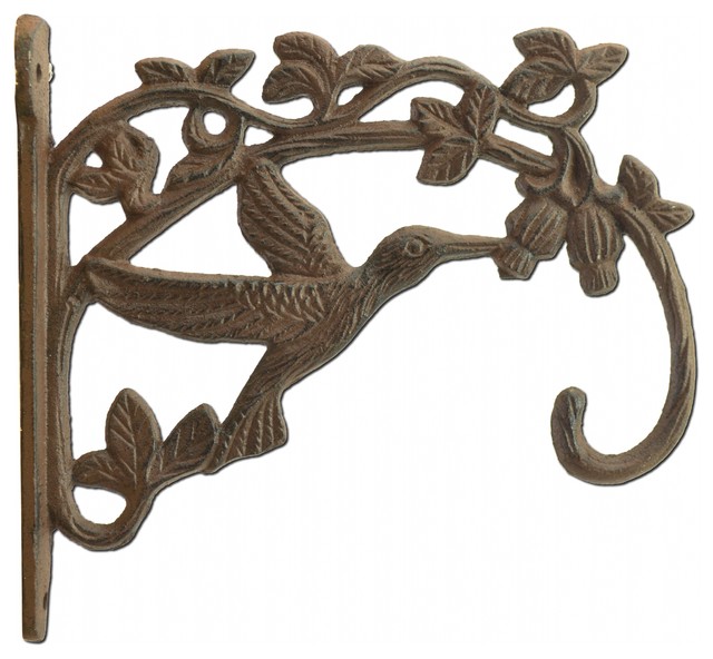 Decorative Cast Iron Plant Hanger, Hummingbird, 7.5" Deep - Traditional