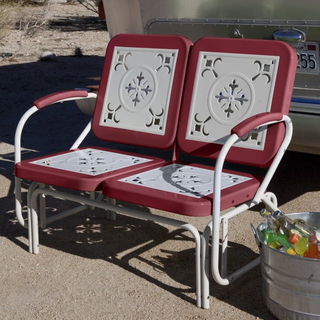 Coral Coast Paradise Cove Retro Metal Outdoor Glider Loveseat - DS7155R