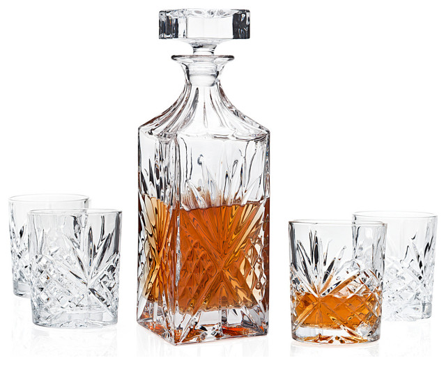 Dublin 5 Piece Whiskey Set Traditional Decanters by GODINGER