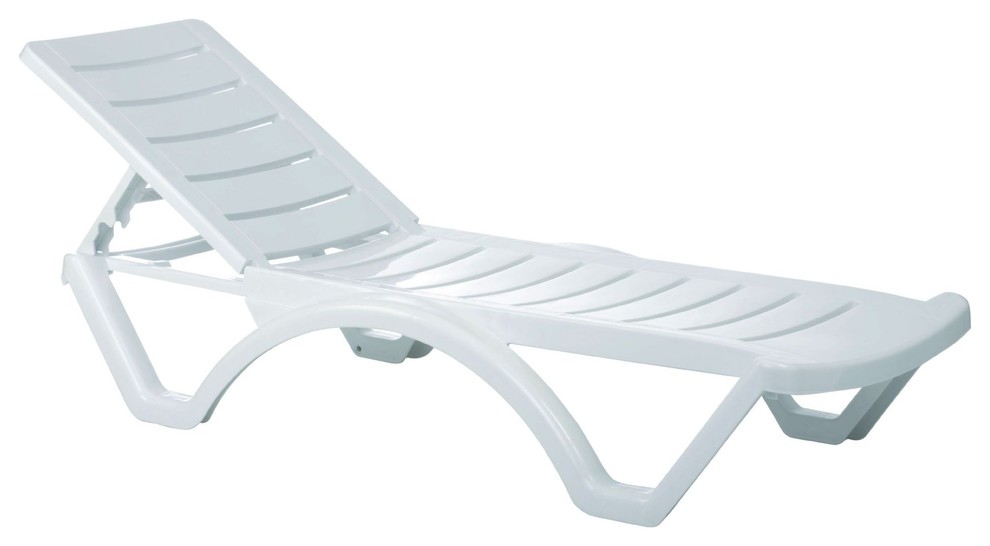 Compamia Aqua Pool Chaise Lounge, White, Set of 4 Contemporary Outdoor Chaise Lounges by