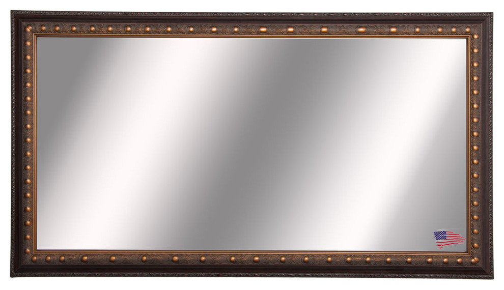 American Made Rayne Traditional Cameo Bronze Double Vanity Wall Mirror, 33"x62"