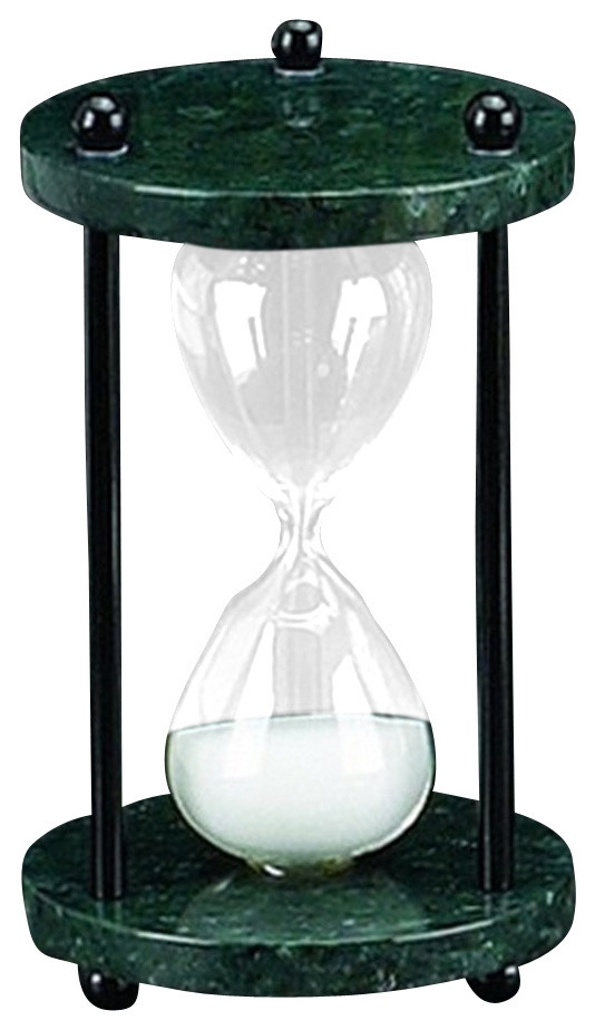 Green Marble 4 Minute Sand Timer- White Sand & Black Posts ...
