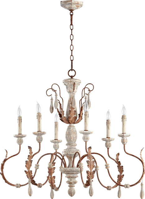 La Maison 36" 6-Light Chandelier, Manchester Gray With Rust Accents