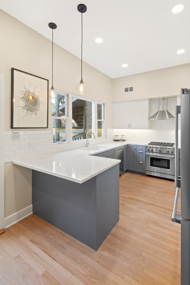 Example of a transitional home design design in Chicago