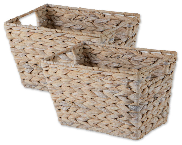 DII Medium White Wash Hyacinth Basket Set of 2