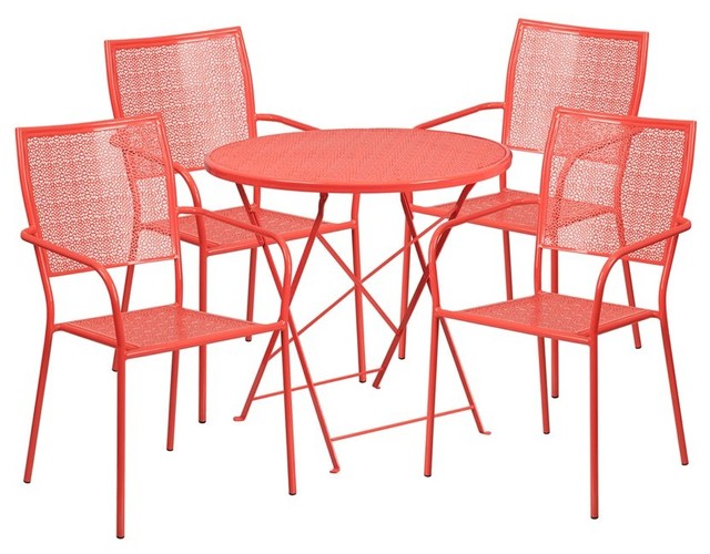 Westbury 5-Piece Table Set Round 30'' Orange Folding With ... Westbury 5-Piece Table Set Round 30'' Orange Folding With ... on Safavieh Arvin Outdoor Modern Foldable 5 Piece Living Set id=56907