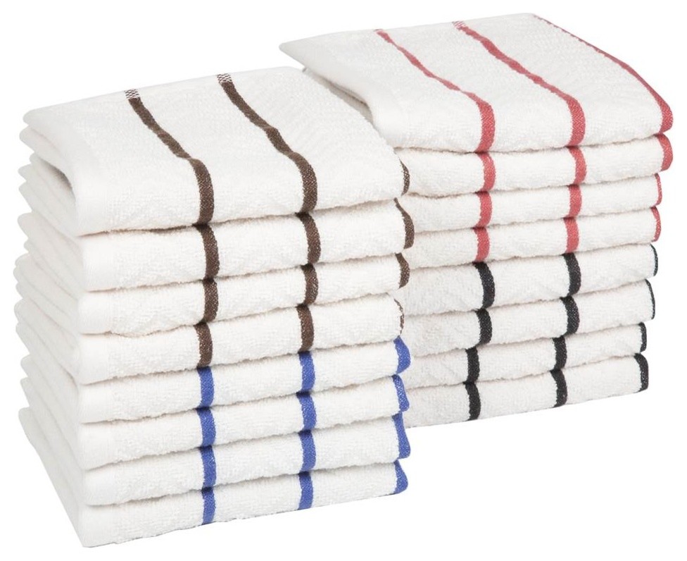 Lavish Home 16 Piece Cotton Chevron Terry Kitchen Towel Washcloth Set