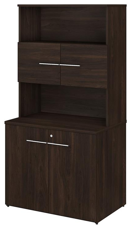 Office 500 Tall Storage Cabinet with Doors in Black Walnut - Engineered Wood