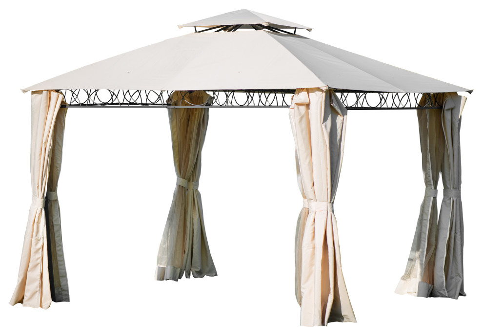 Double Tiered Grill Canopy Outdoor BBQ Tent With UV Protection, Beige