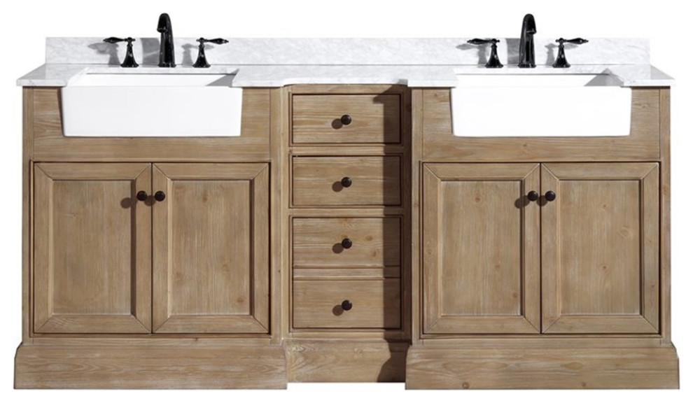 Ari Kitchen & Bath Kelly 72" Solid Wood Bathroom Vanity in Weathered