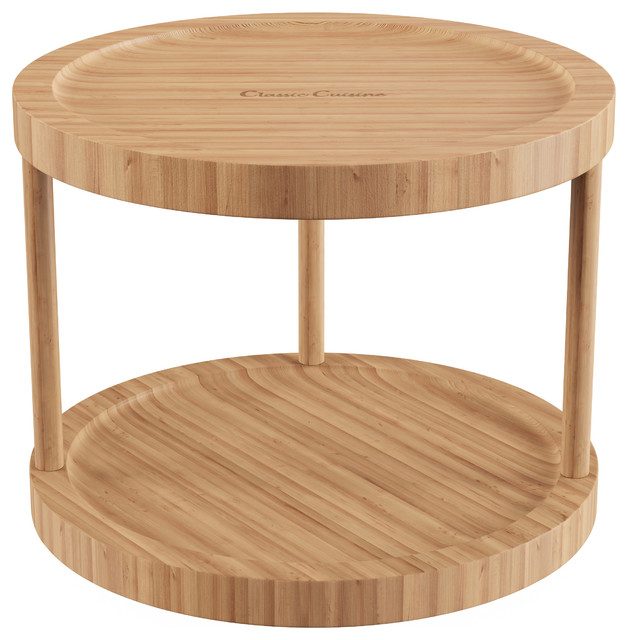 Classic Cuisine 10 Inch Diameter Two Tier Bamboo Lazy Susan