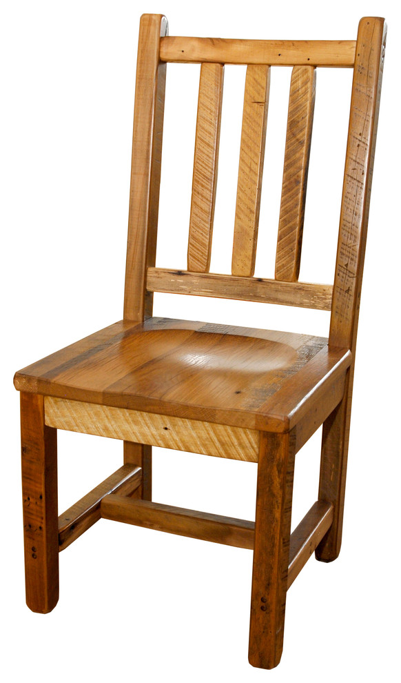 Rustic Kitchen Side Chairs with Scoop, Set of 2 Rustic Dining